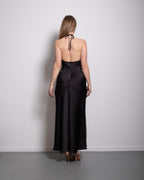 halter top silky dress black