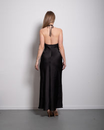 Halter Top Silky Dress Black – SEISHIKI STUDIO