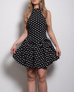 halter neck puffy skirt polkadot dress