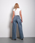 SIDE FOLD SPLIT SPARKLE WIDE LEG JEANS - INSEAM 82CM