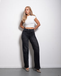 TALL - INSEAM 86CM - BUTTER FLEX STRETCHY DARK GREY Wide Leg Jeans | SEISHIKI STUDIO