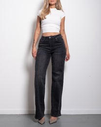 TALL - INSEAM 86CM - BUTTER FLEX STRETCHY DARK GREY Wide Leg Jeans | SEISHIKI STUDIO