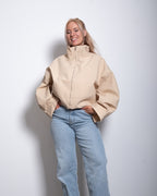 SEISHIKI STUDIO cropped high neck oversized windbreaker jacket beige