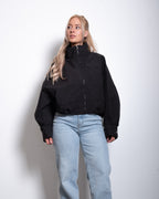 SEISHIKI STUDIO cropped high neck oversized windbreaker jacket black