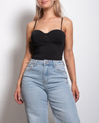 strappy bodysuit with cups and open back black | SEISHIKI STUDIO