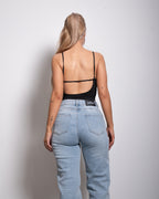 strappy bodysuit with cups and open back black | SEISHIKI STUDIO