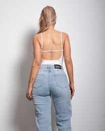 strappy bodysuit with cups and open back white | SEISHIKI STUDIO