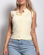 SEISHIKI STUDIO Soft Touch Button Top Butter Yellow