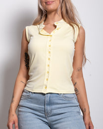 SEISHIKI STUDIO Soft Touch Button Top Butter Yellow