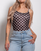 SEISHIKI STUDIO polkadot stretchy tanktop brown