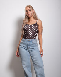 SEISHIKI STUDIO polkadot stretchy tanktop brown