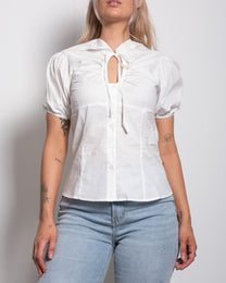 SEISHIKI STUDIO shortsleeve puffy sleeve blouse white