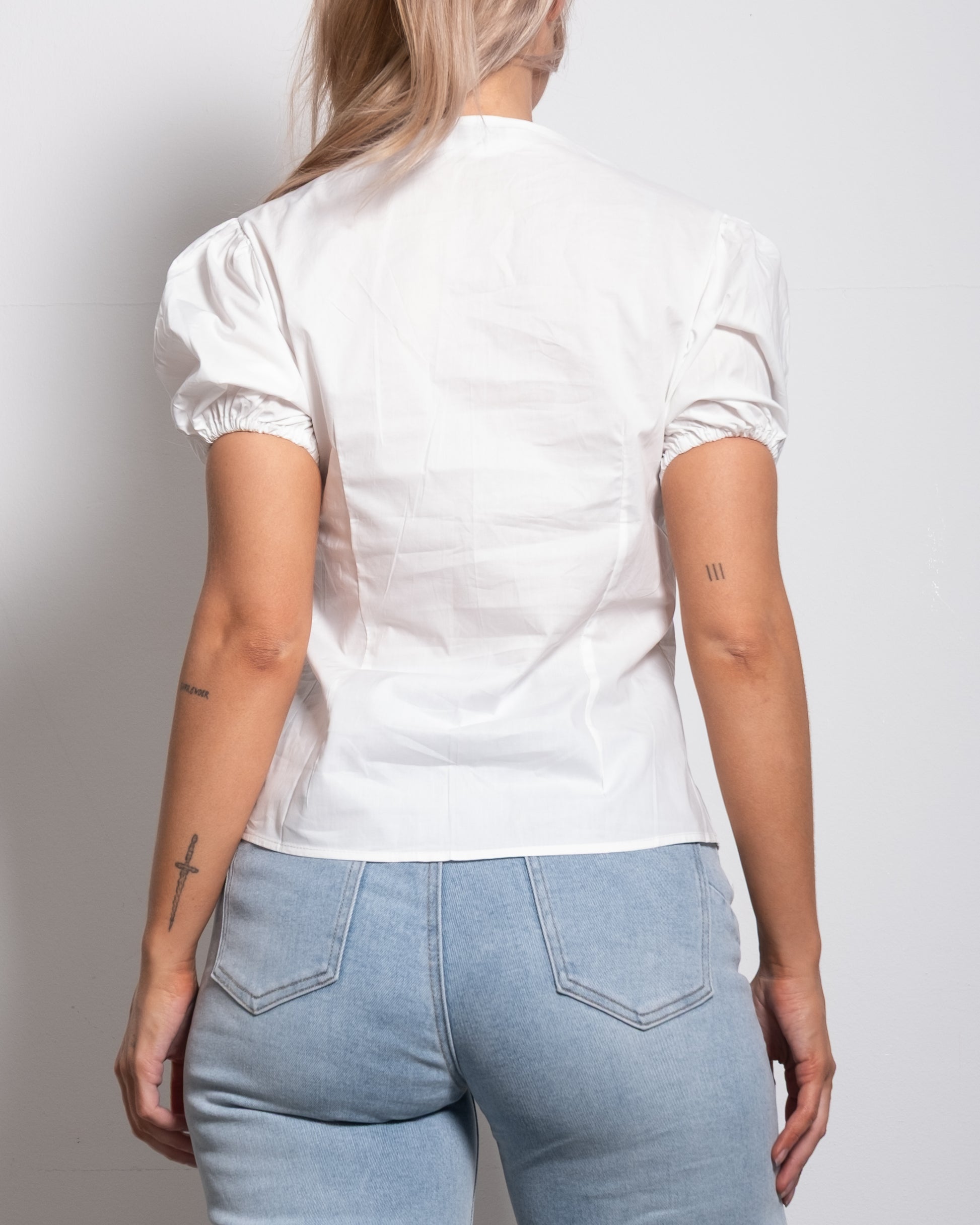 SEISHIKI STUDIO shortsleeve puffy sleeve blouse white