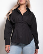 SEISHIKI STUDIO tailored waist basic blouse black