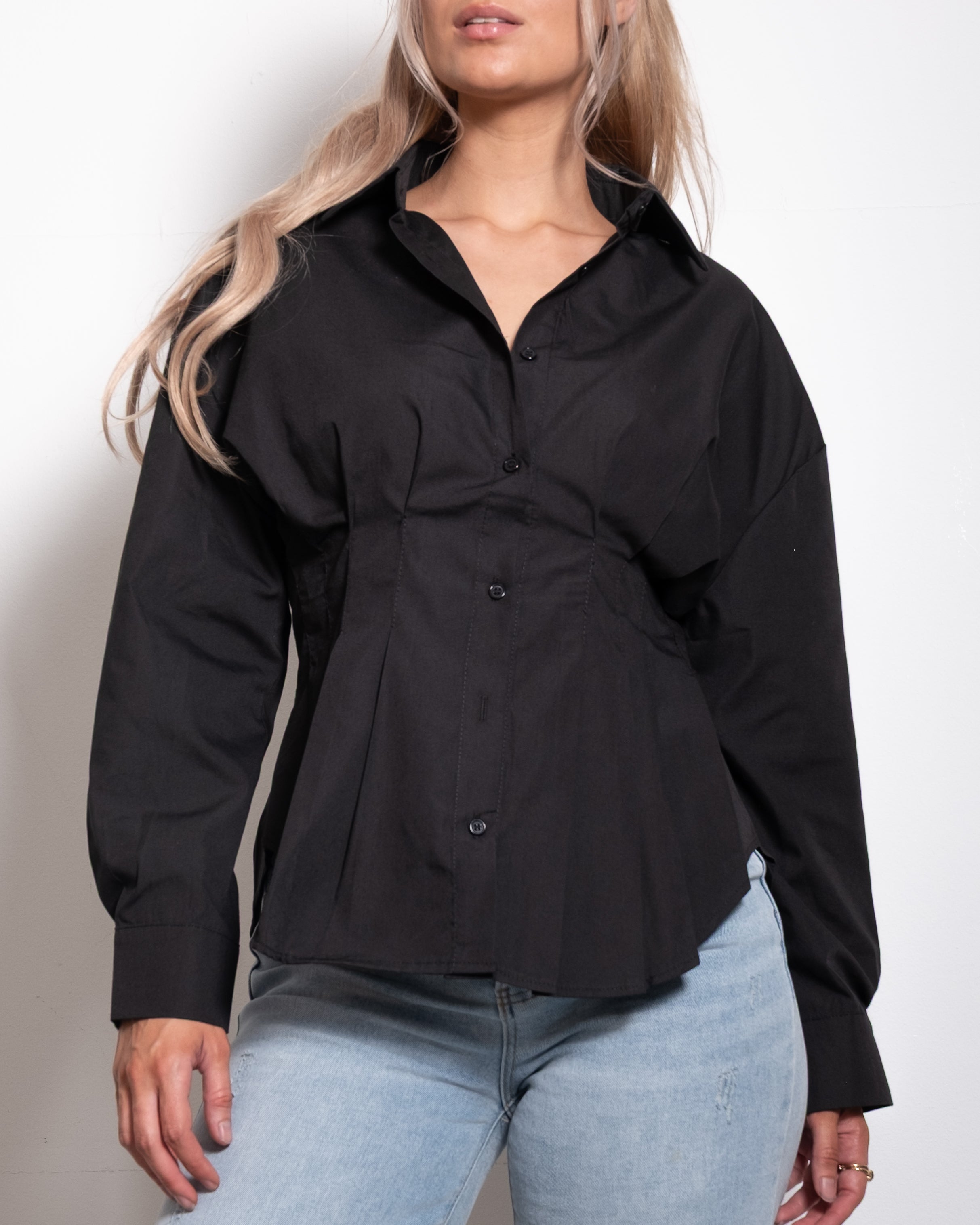 SEISHIKI STUDIO tailored waist basic blouse black