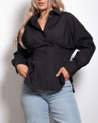 SEISHIKI STUDIO tailored waist basic blouse black