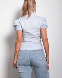 SEISHIKI STUDIO shortsleeve puffy sleeve blouse blue
