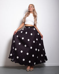 SEISHIKI STUDIO super stretchy flowy polkadot skirt black
