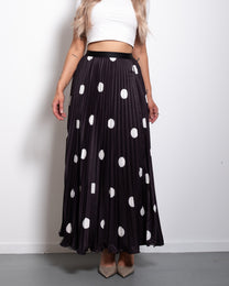 SEISHIKI STUDIO super stretchy flowy polkadot skirt black