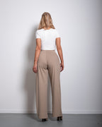SEISHIKI STUDIO super stretchy side split pants taupe