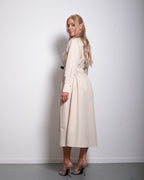 SEISHIKI STUDIO beige blouse dress with belt detail