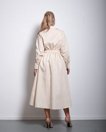 SEISHIKI STUDIO beige blouse dress with belt detail