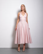 SEISHIKI STUDIO cotton halter stretchy back midi dress pastel pink