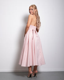 SEISHIKI STUDIO cotton halter stretchy back midi dress pastel pink