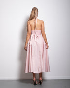 SEISHIKI STUDIO cotton halter stretchy back midi dress pastel pink