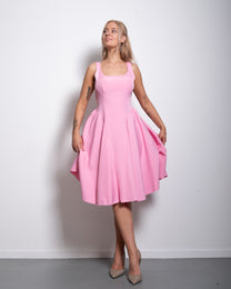 SEISHIKI STUDIO Open Back Bow Dress Pink