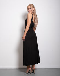 seishiki studio ultra stretchy soft tanktop top dress with button detail black