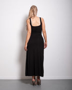 seishiki studio ultra stretchy soft tanktop top dress with button detail black