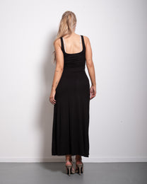 seishiki studio ultra stretchy soft tanktop top dress with button detail black