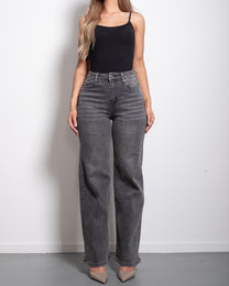 BUTTER FLEX - SUPER STRETCH High Waist Dark Grey Wide Leg Jeans - INSEAM 78CM | SEISHIKI STUDIO