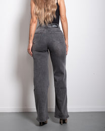 BUTTER FLEX - SUPER STRETCH High Waist Dark Grey Wide Leg Jeans - INSEAM 78CM | SEISHIKI STUDIO
