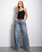 NON STRETCH SIDE FOLD SPLIT SPARKLE WIDE LEG JEANS - INSEAM 82CM | SEISHIKI STUDIO
