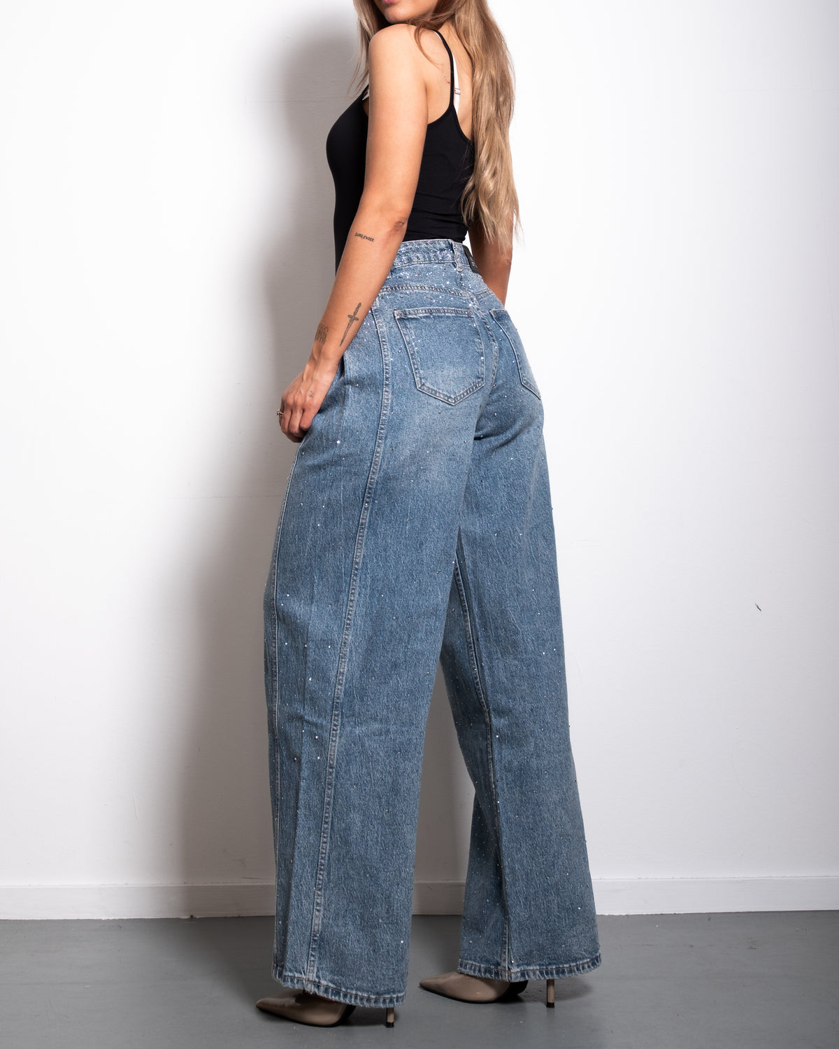 Non Stretch Side Fold Split Sparkle Wide Leg Jeans, curvy fit, 82 cm inseam – SEISHIKI STUDIO