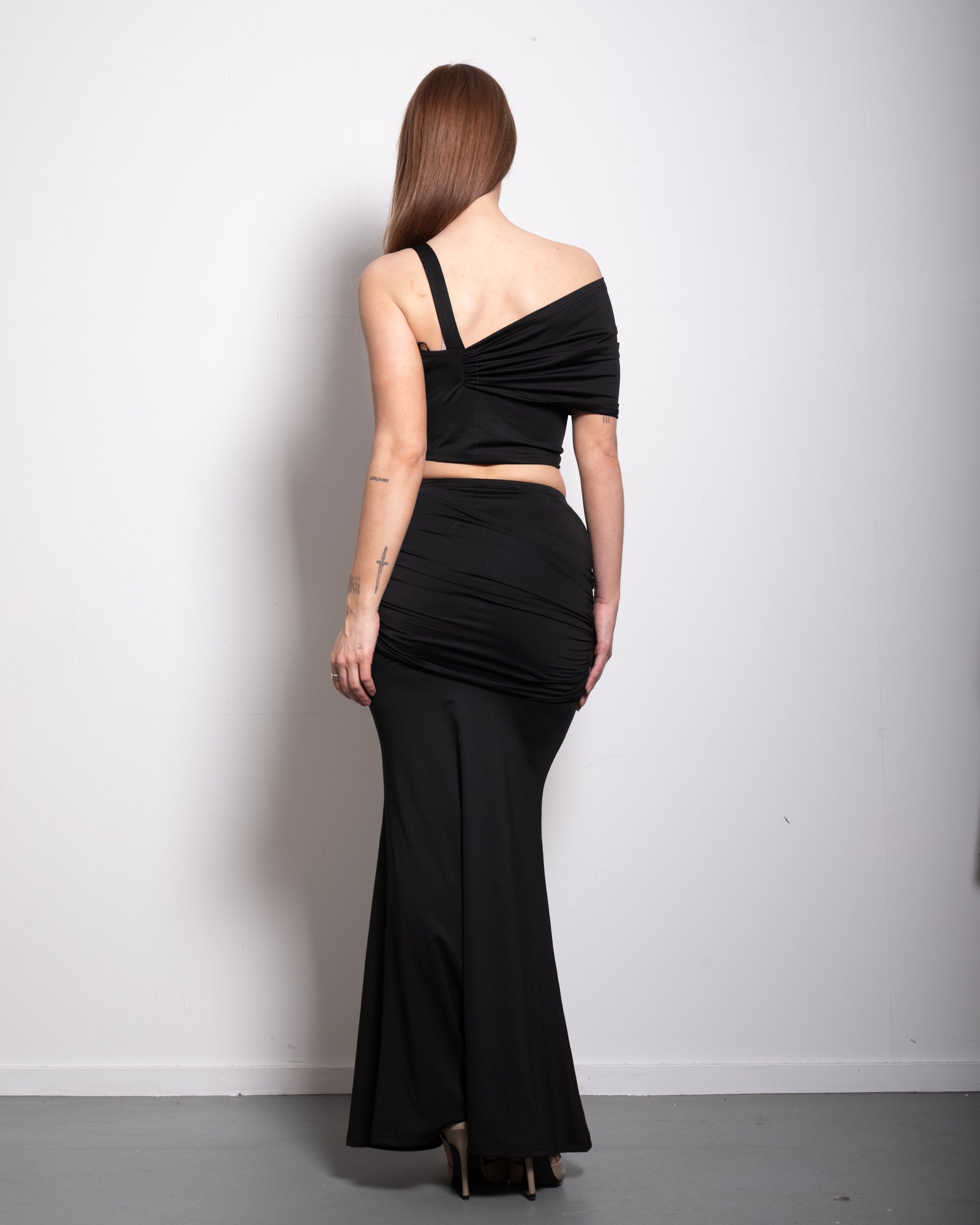 draped top and skirt set black | SEISHIKI STUDIO