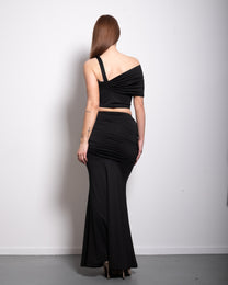 draped top and skirt set black | SEISHIKI STUDIO