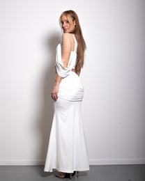 draped top and skirt set white | SEISHIKI STUDIO