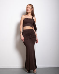 draped top and skirt set brown | SEISHIKI STUDIO