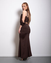 draped top and skirt set brown | SEISHIKI STUDIO