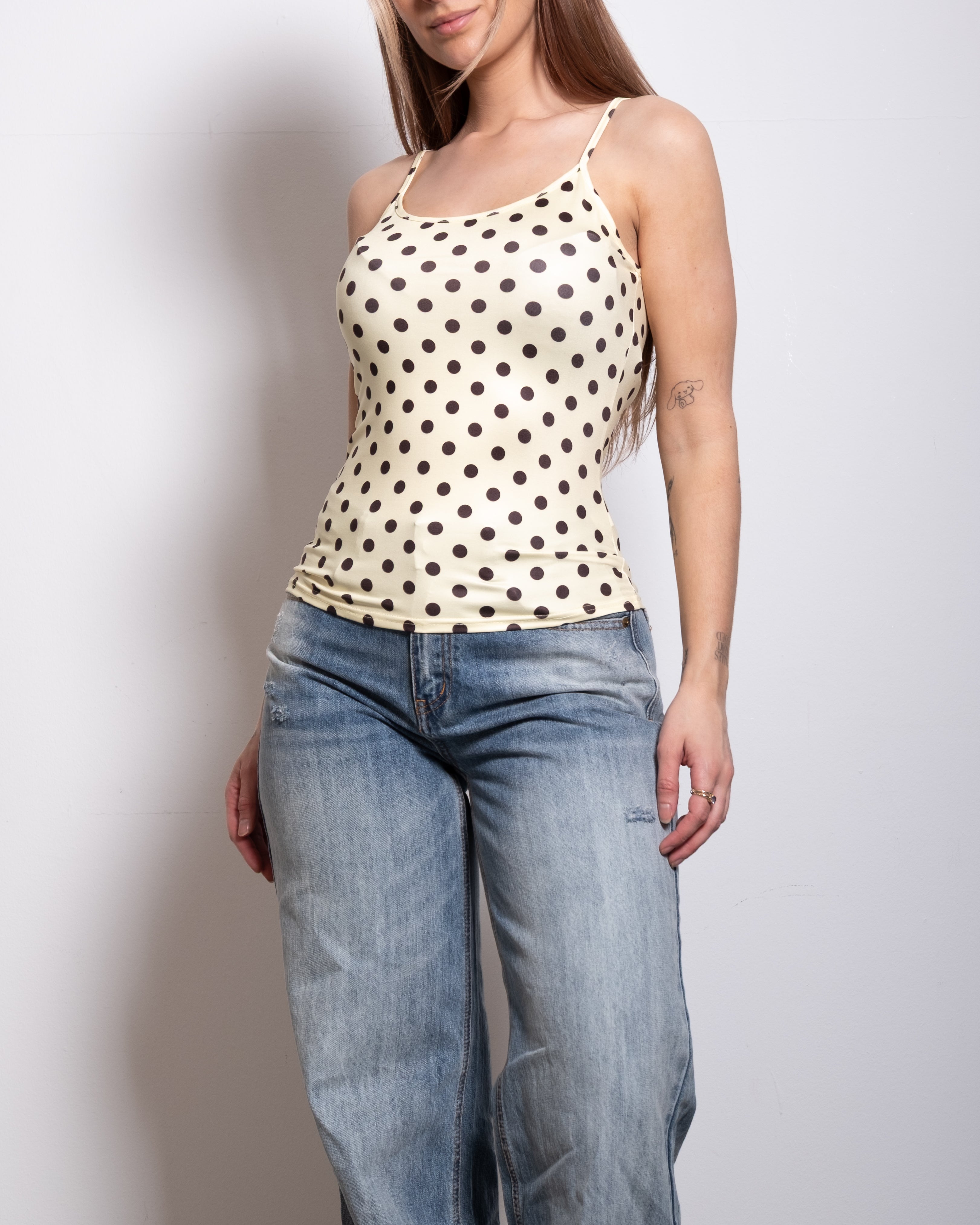 polkadot stretchy tanktop yellow | SEISHIKI STUDIO