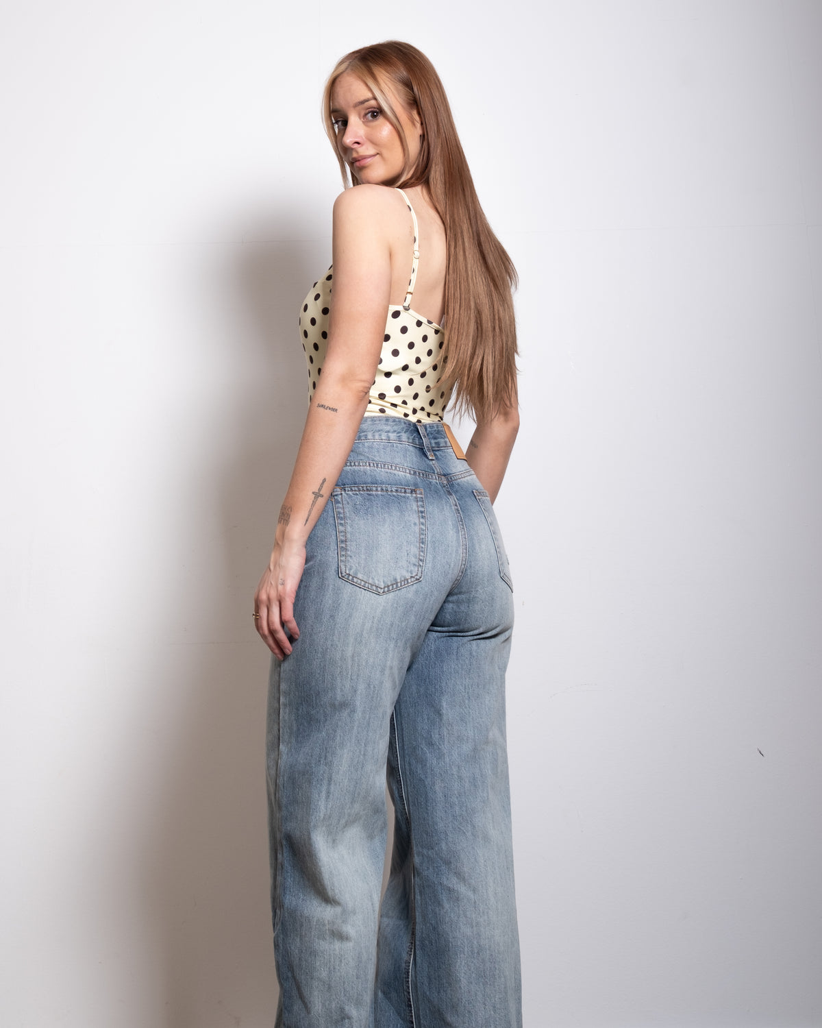 polkadot stretchy tanktop yellow | SEISHIKI STUDIO