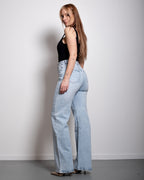 LIGHT WASH WITH DARK SHADING ALL OVER SPARKLE JEANS - INSEAM 80CM