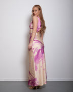 Twist Back Satin Maxi Dress Pastel Yellow | SEISHIKI STUDIO
