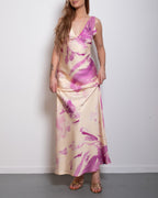 Twist Back Satin Maxi Dress Pastel Yellow | SEISHIKI STUDIO