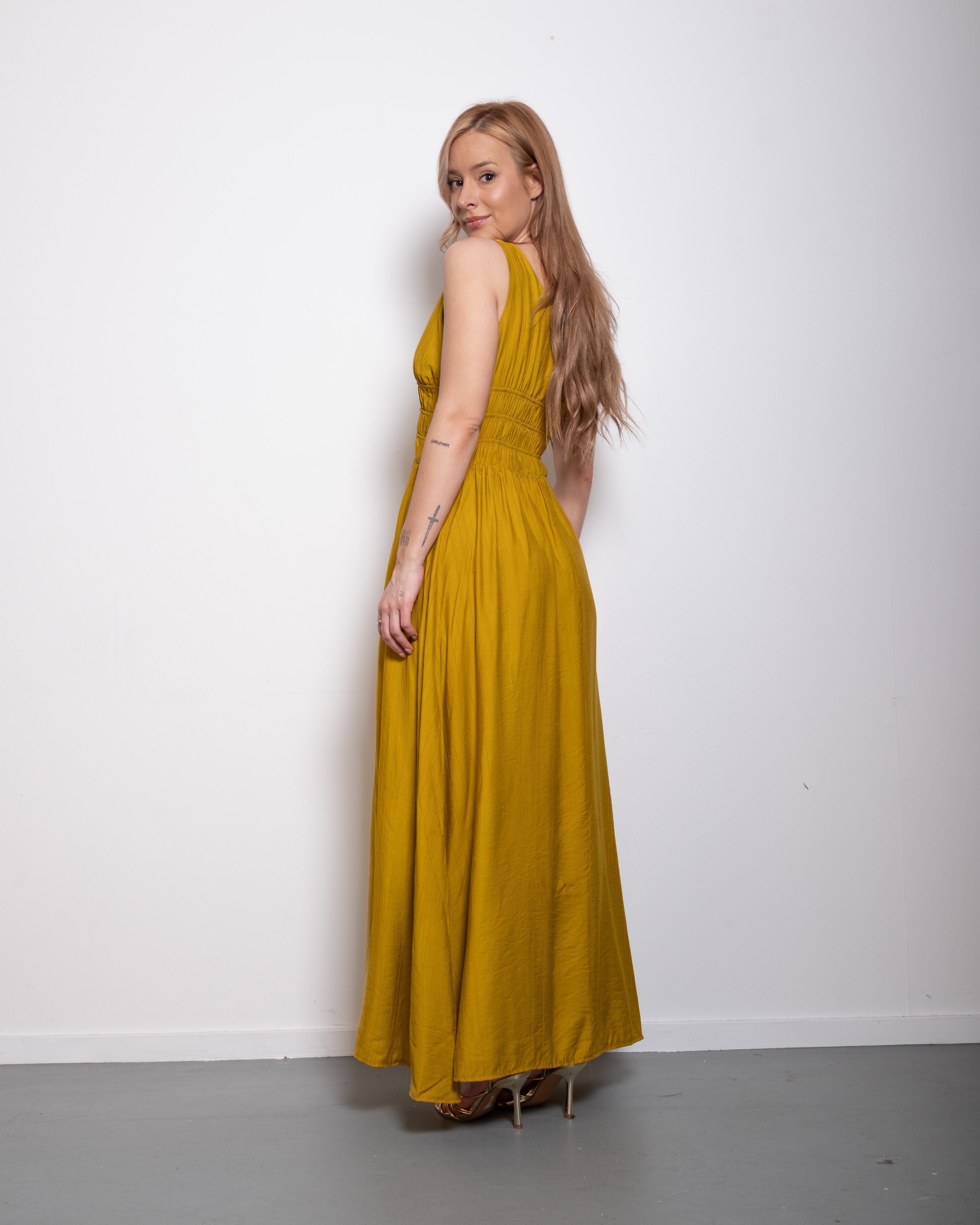 Smocked Waist Maxi Dress GREEN | SEISHIKI STUDIO