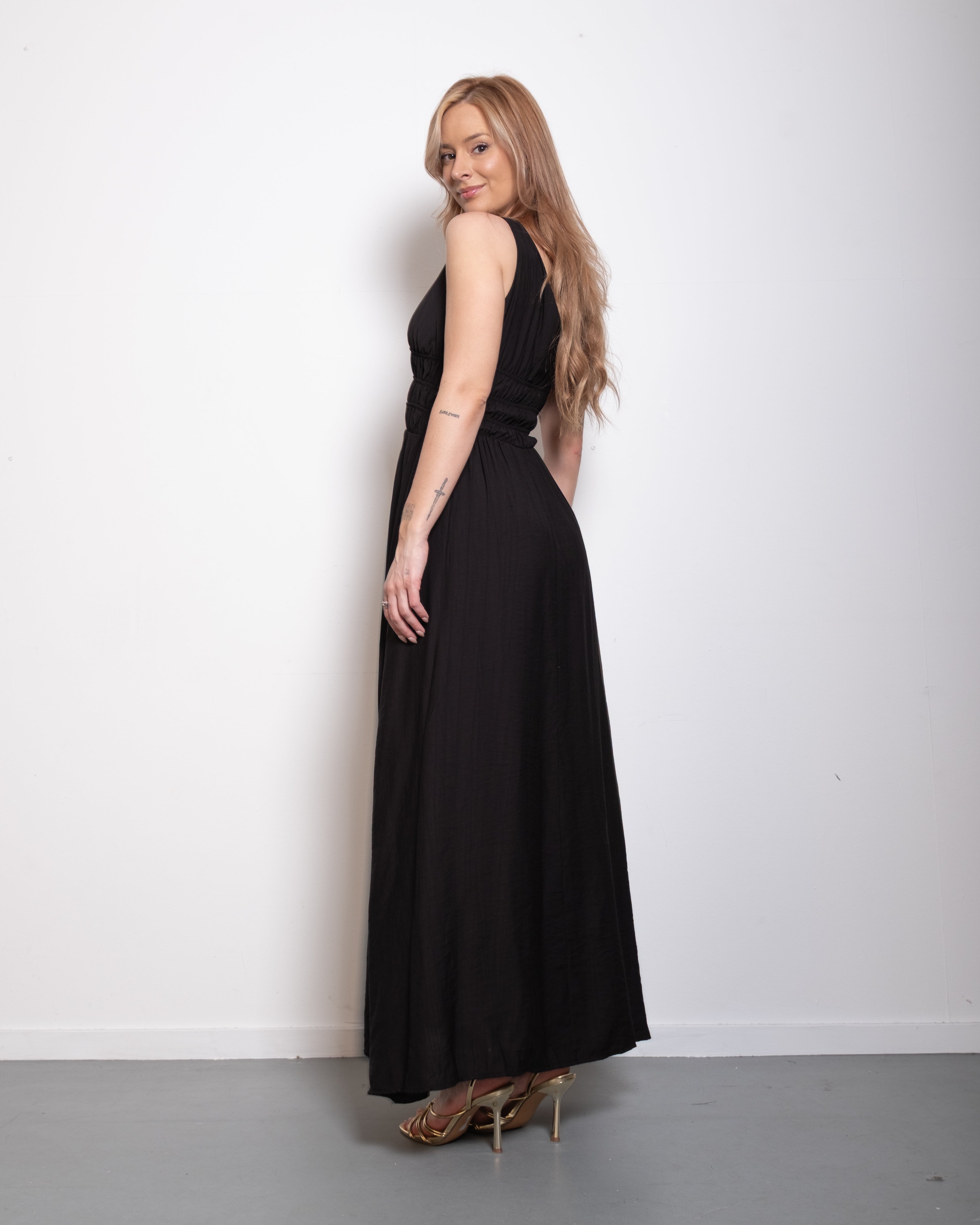 Smocked Waist Maxi Dress BLACK | SEISHIKI STUDIO