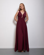 Smocked Waist Maxi Dress BURGUNDY | SEISHIKI STUDIO
